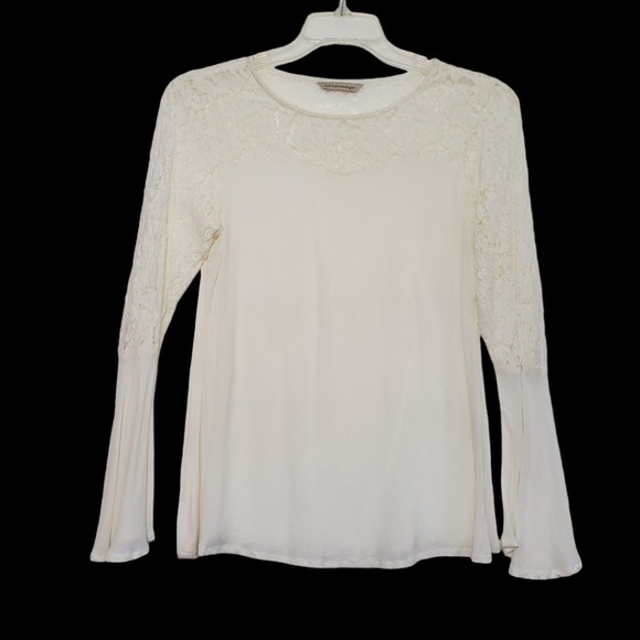 Soft Surroundings Medium Long Sleeve Blouse with Lace Accents - Picture 1 of 8